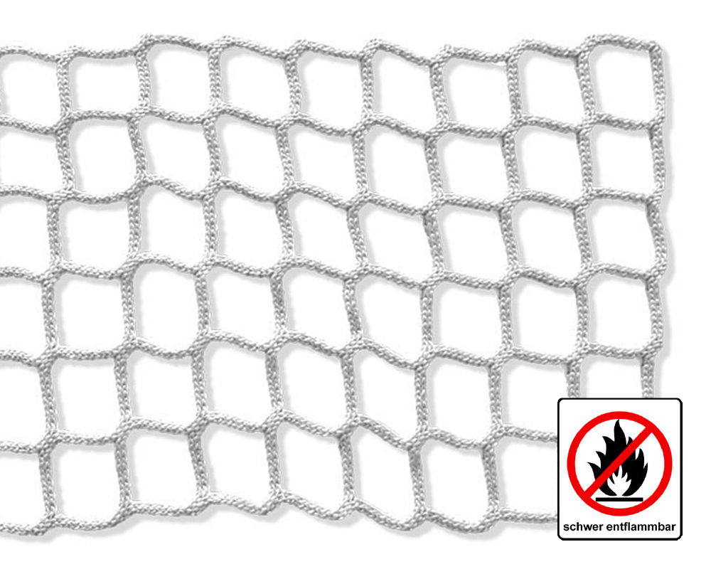 Schutznetz weiss, schwer entflammbar - Maschenweite 45mm, Materialstärke 5mm