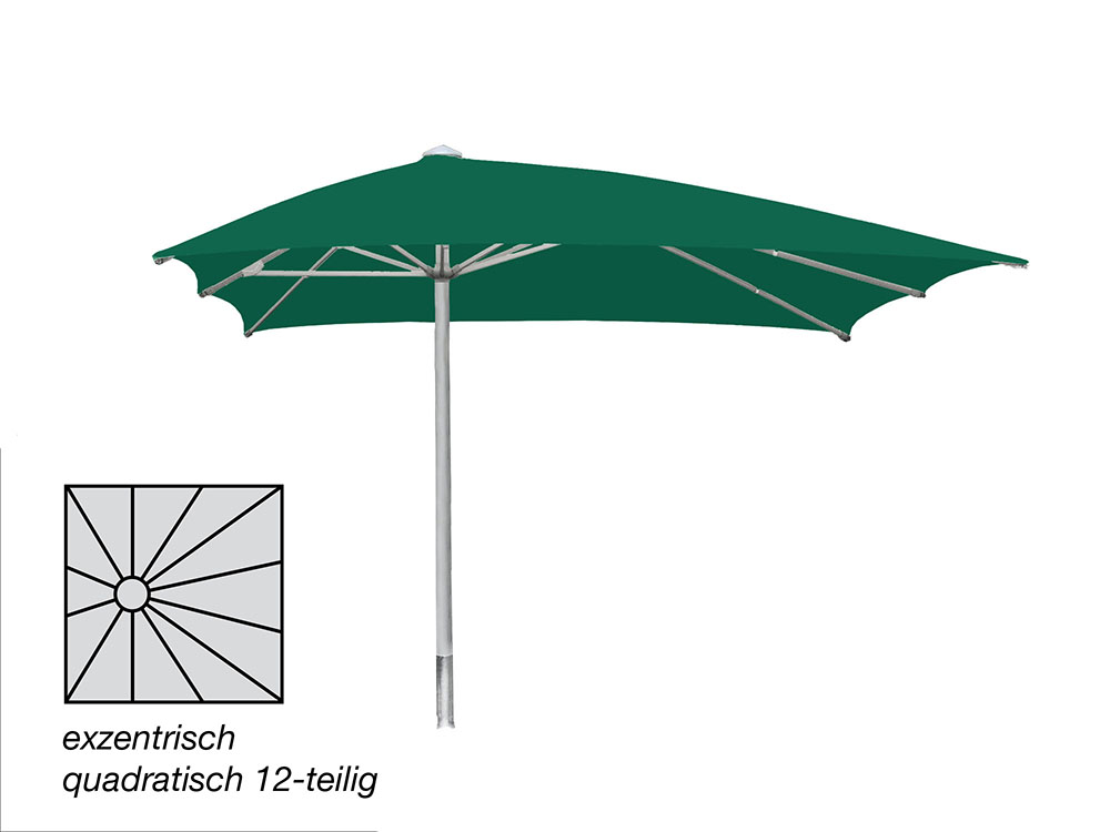 ROFI Klima Pro Comfort parasol, square off-centre 600 x 600 cm, standpipe Ø 110 mm, green