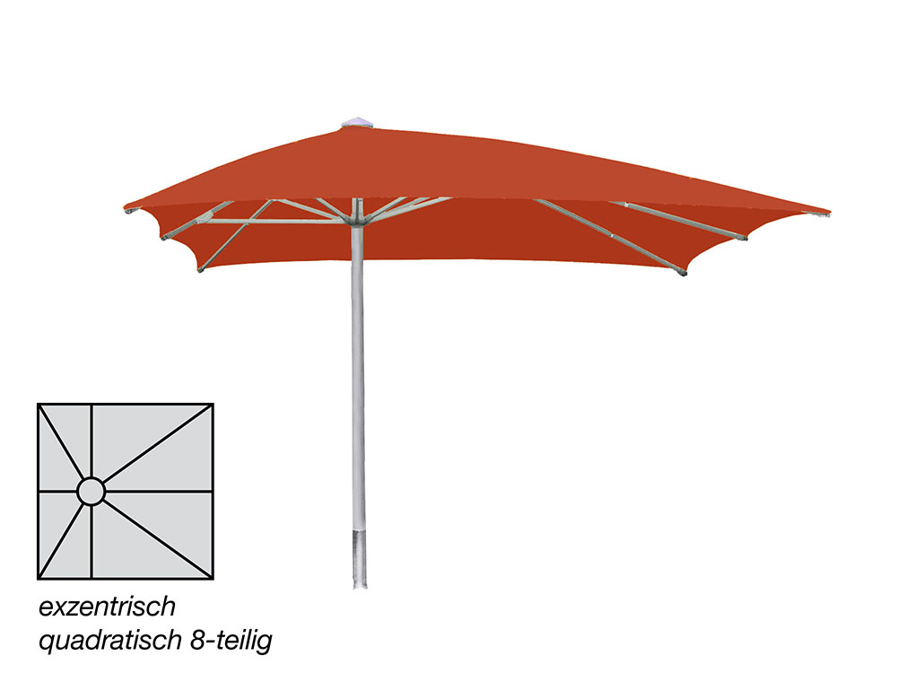 ROFI Klima Pro Comfort parasol, square off-centre 400 x 400 cm, standpipe Ø 90 mm, terracotta