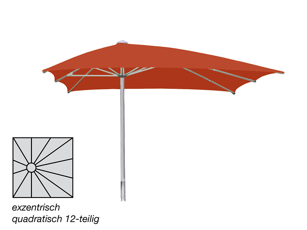 ROFI Klima Pro Comfort parasol, square off-centre 600 x 600 cm, standpipe Ø 110 mm, terracotta