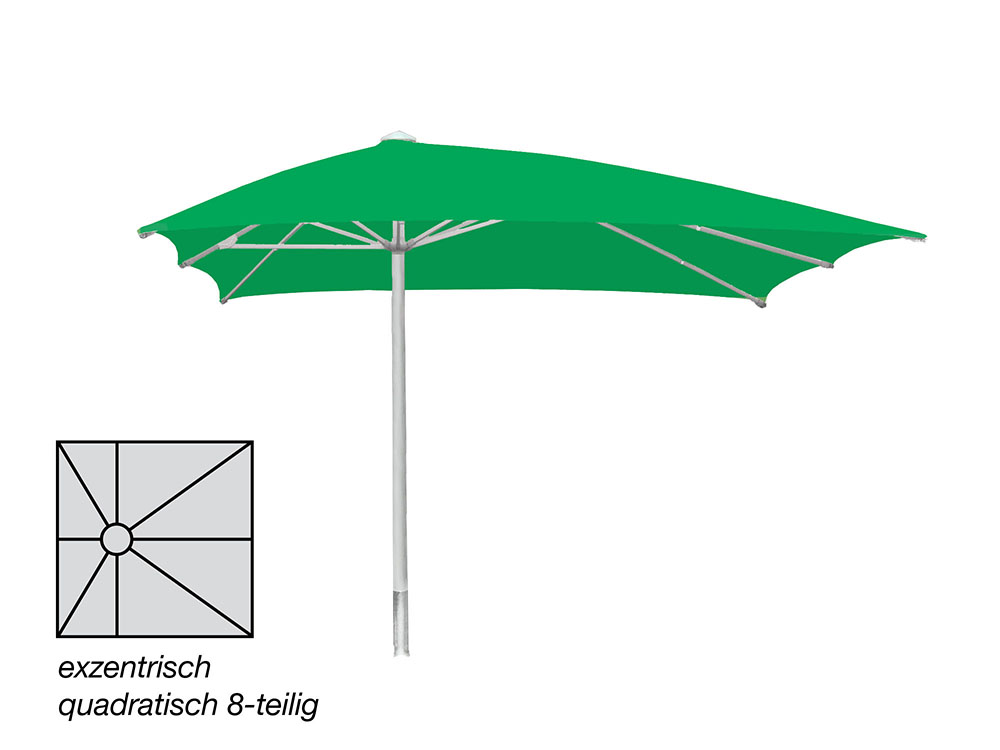 ROFI Klima Pro Comfort parasol, square off-centre 400 x 400 cm, standpipe Ø 90mm, light green