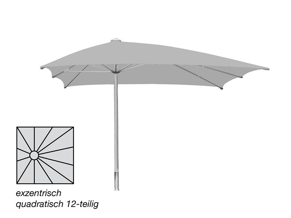 ROFI Klima Pro Comfort parasol, square off-centre 600 x 600 cm, standpipe Ø 110 mm, silver