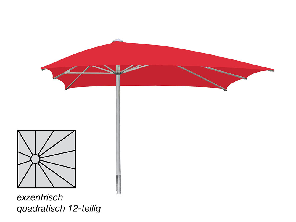 ROFI Klima Pro Comfort parasol, square off-centre 600 x 600 cm, standpipe Ø 110 mm, red