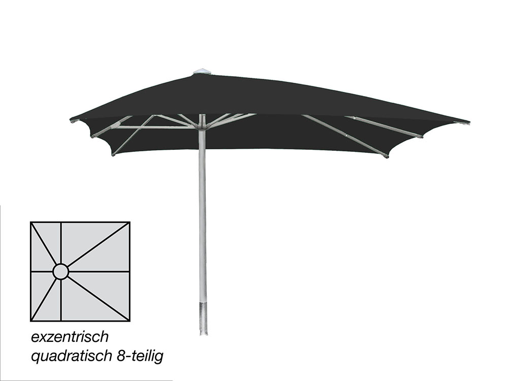 ROFI Klima Pro Comfort parasol, square off-centre 400 x 400 cm, standpipe Ø 90mm, black