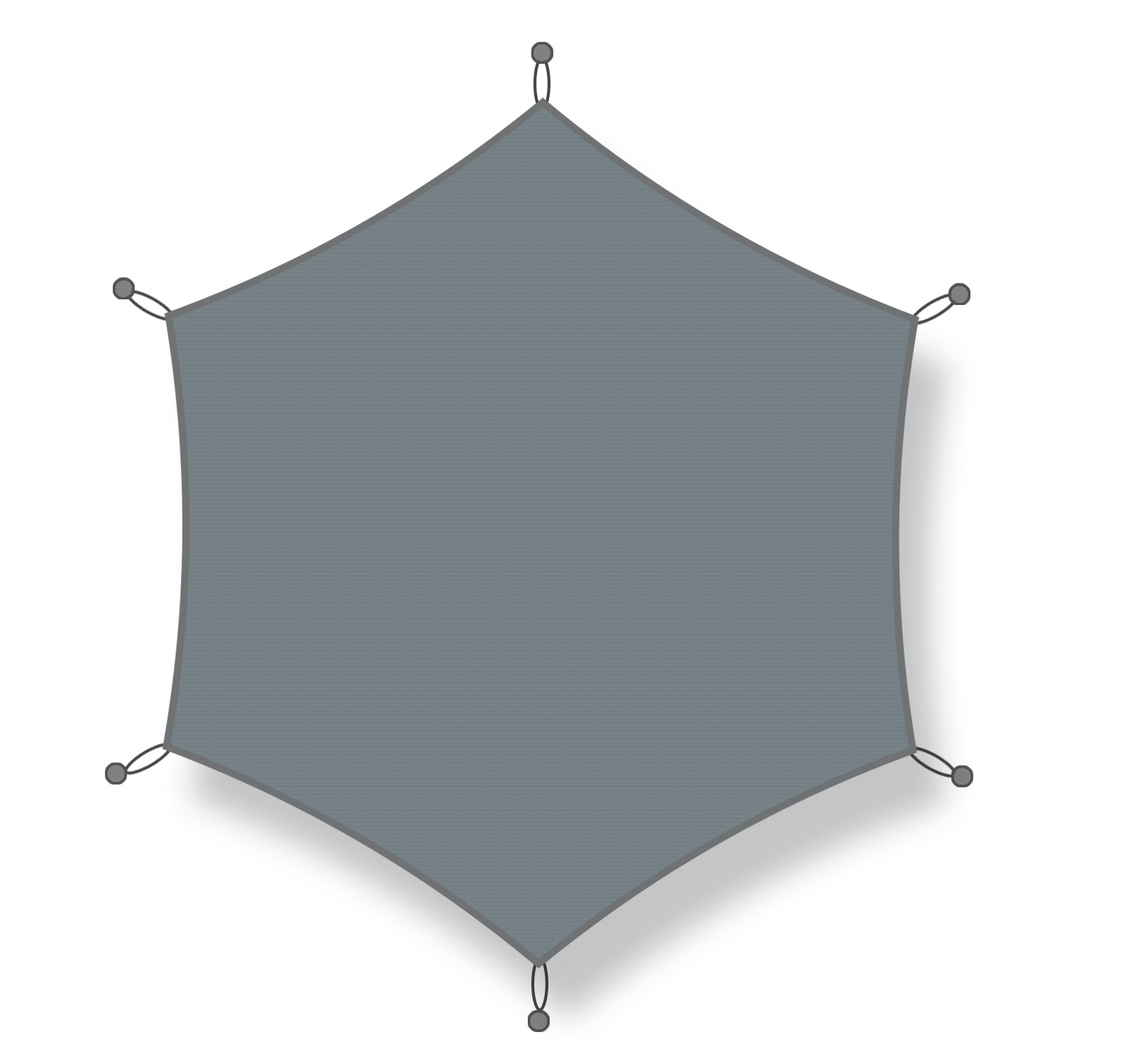 Sonnensegel Sechseck 4,90 x 5,70m silber