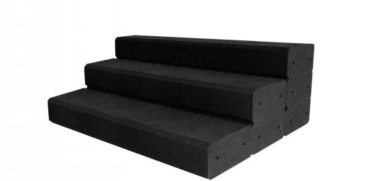 Gartentreppe aus Gummigranulat 1500 mm breit Schwarz