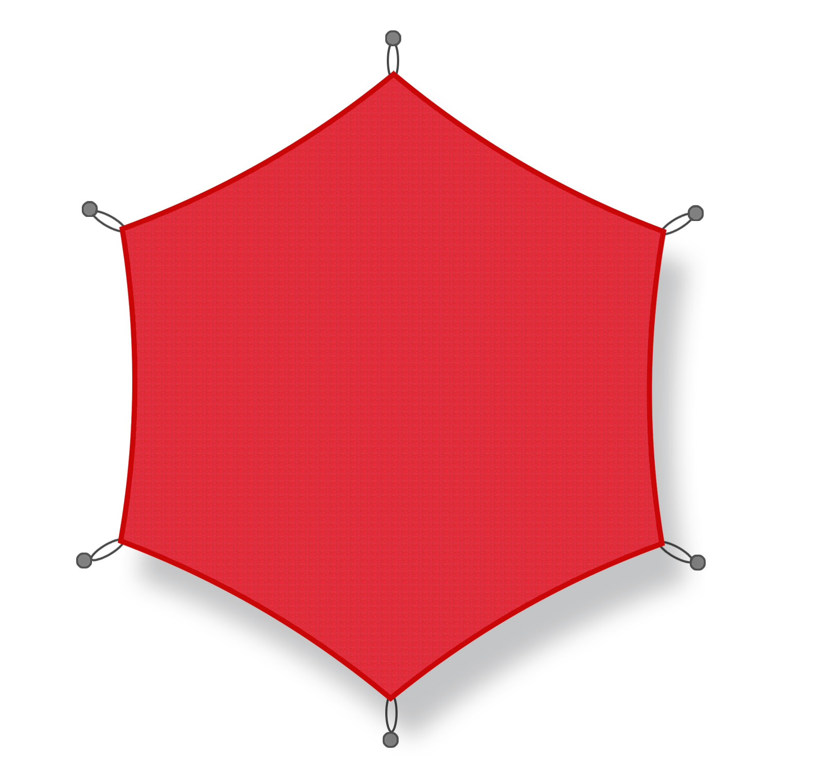 Sonnensegel Sechseck 4,90 x 5,70m rot