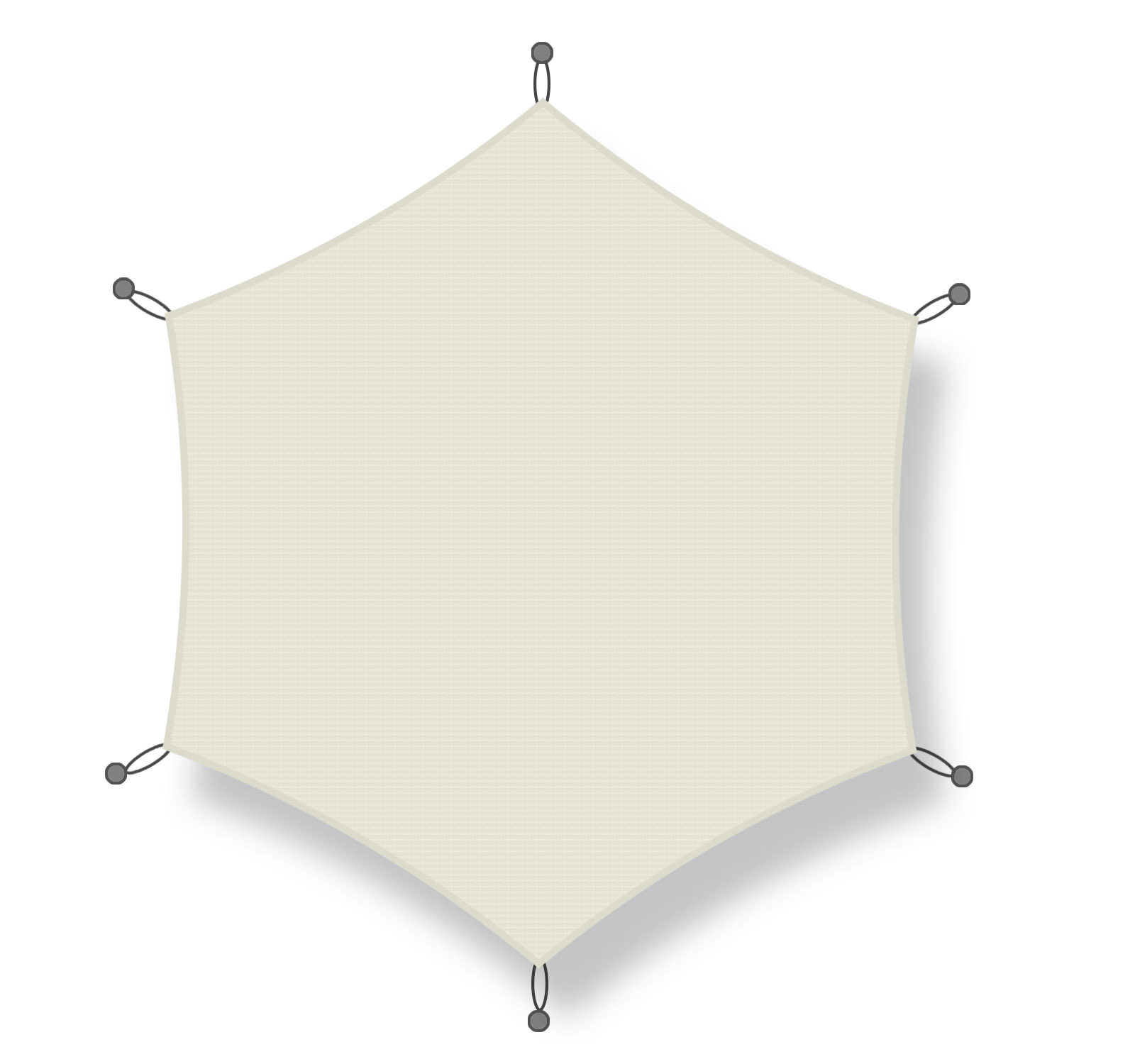 Sonnensegel Sechseck 4,90 x 5,70m creme