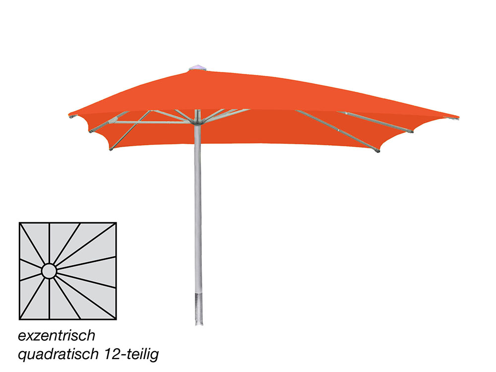 ROFI Klima Pro Comfort parasol, square off-centre 600 x 600 cm, standpipe Ø 110 mm, orange