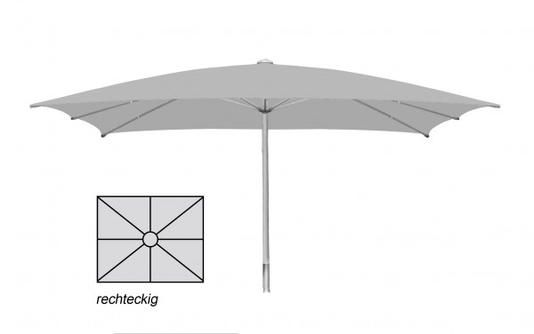 Komfort Sonnenschirm ROFI Klima Pro, rechteckig 300x400cm, Standrohr Ø 76mm, Silber