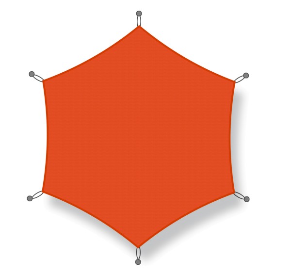 Hexagonal shade sail 4.90 x 5.70 m orange