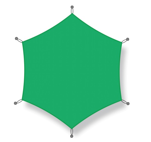 Shade sail hexagonal light green