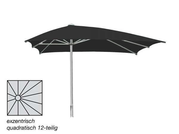Komfort Sonnenschirm ROFI Klima Pro, quad. exzentrisch 500x500cm, Standrohr Ø 110mm, schwarz