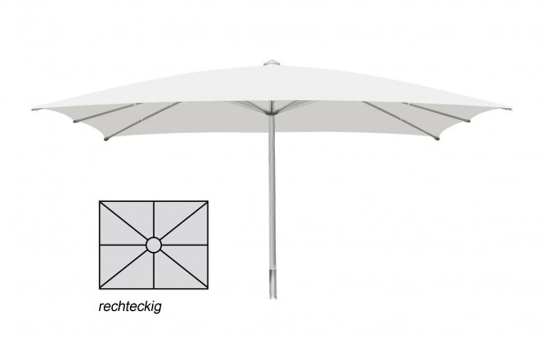Komfort Sonnenschirm ROFI Klima Pro, rechteckig 400x500cm, Standrohr Ø 76mm, Weiß